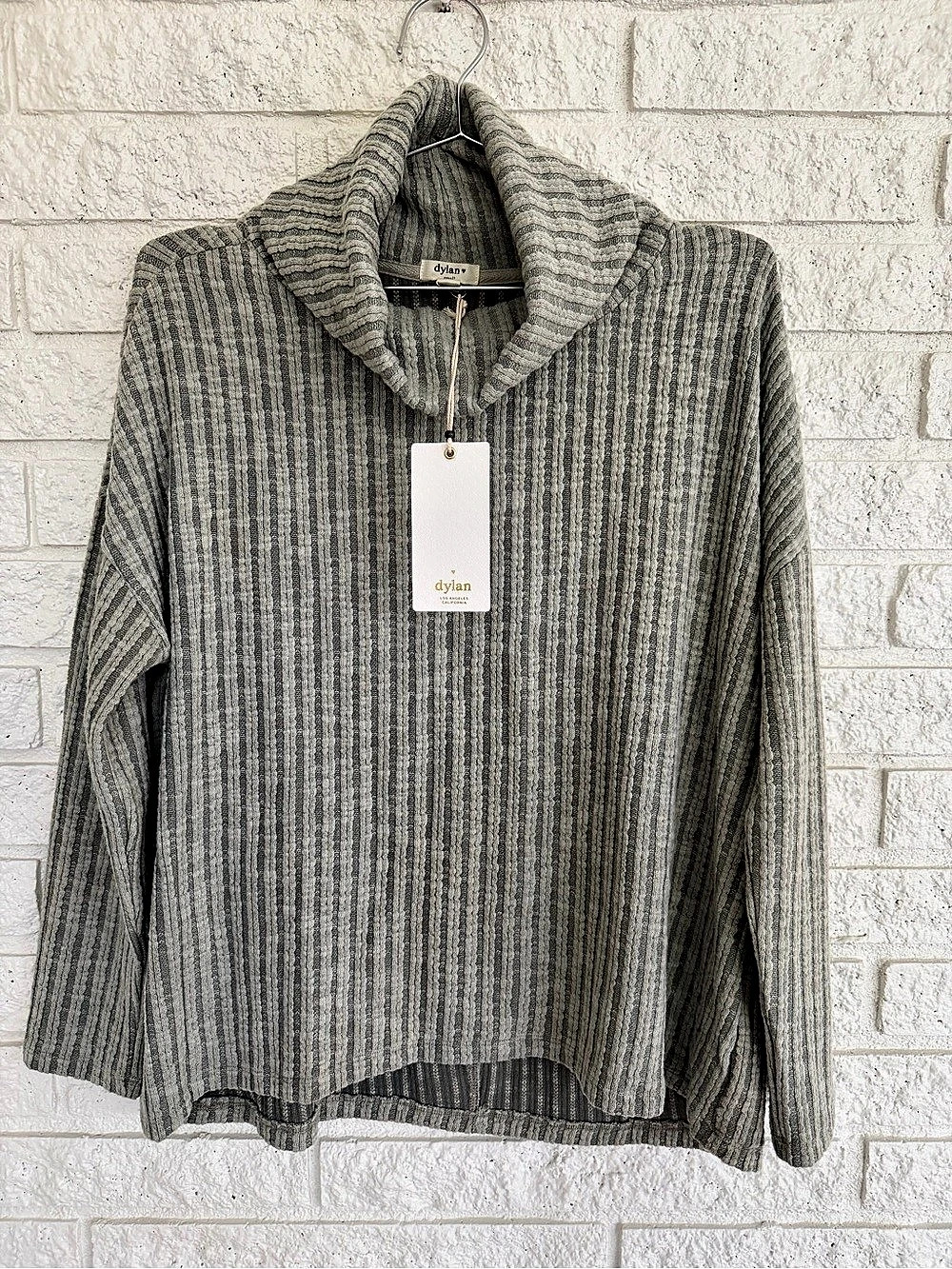 Dylan Holden Striped Cowl Neck Sweater in Light Sage NWT